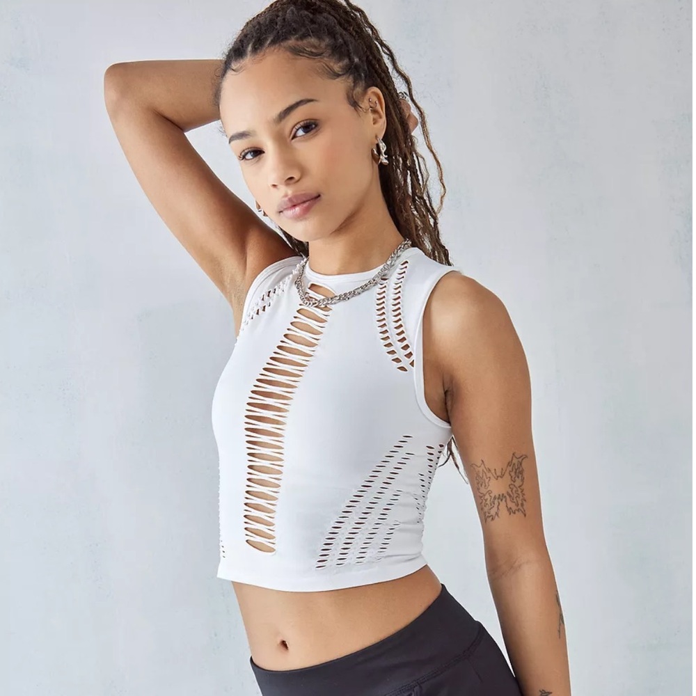 Urban Outfitters Cream Cut-Out Crop Top NWT